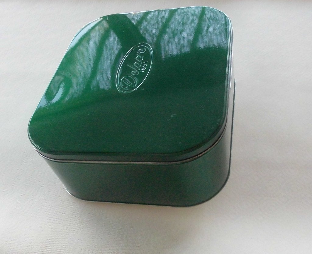 Boite en métal vert 25 X 21 X 10 cm, Collections, Boîte en métal, Enlèvement, Comme neuf, Autre, Autres marques