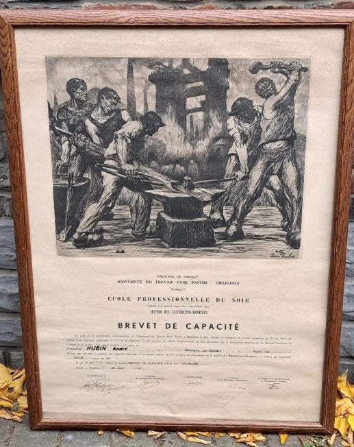 Gravure avec diplome signe pierre paulus, Enlèvement, Gravure