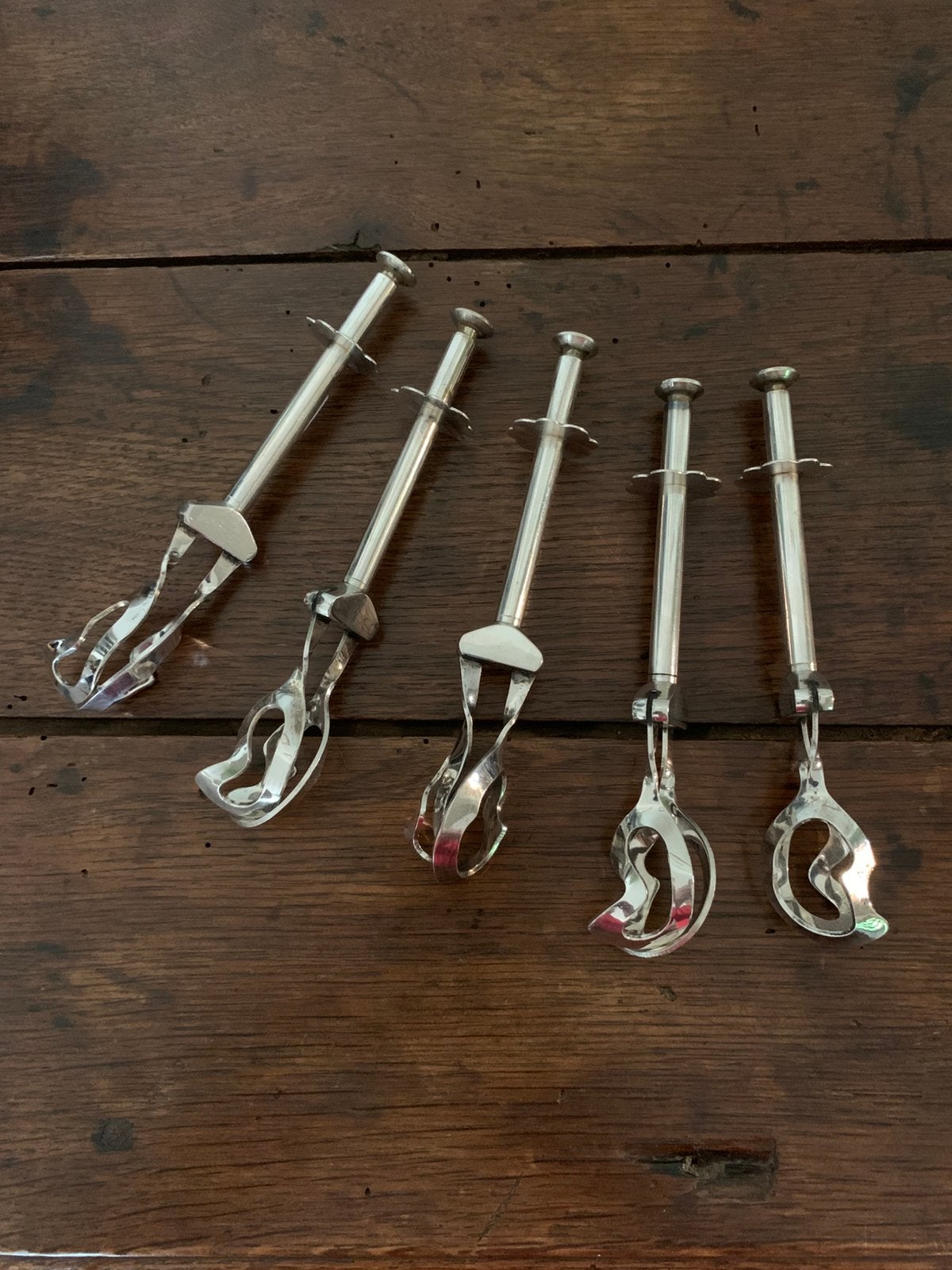 Set van 5 verzilverde escargot tangen, Ophalen of Verzenden, Zilver