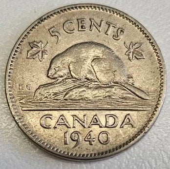 Canada : 5 cents 1940 KM #33 Réf 16941, Timbres & Monnaies, Enlèvement ou Envoi, Amérique du Nord, Monnaie en vrac