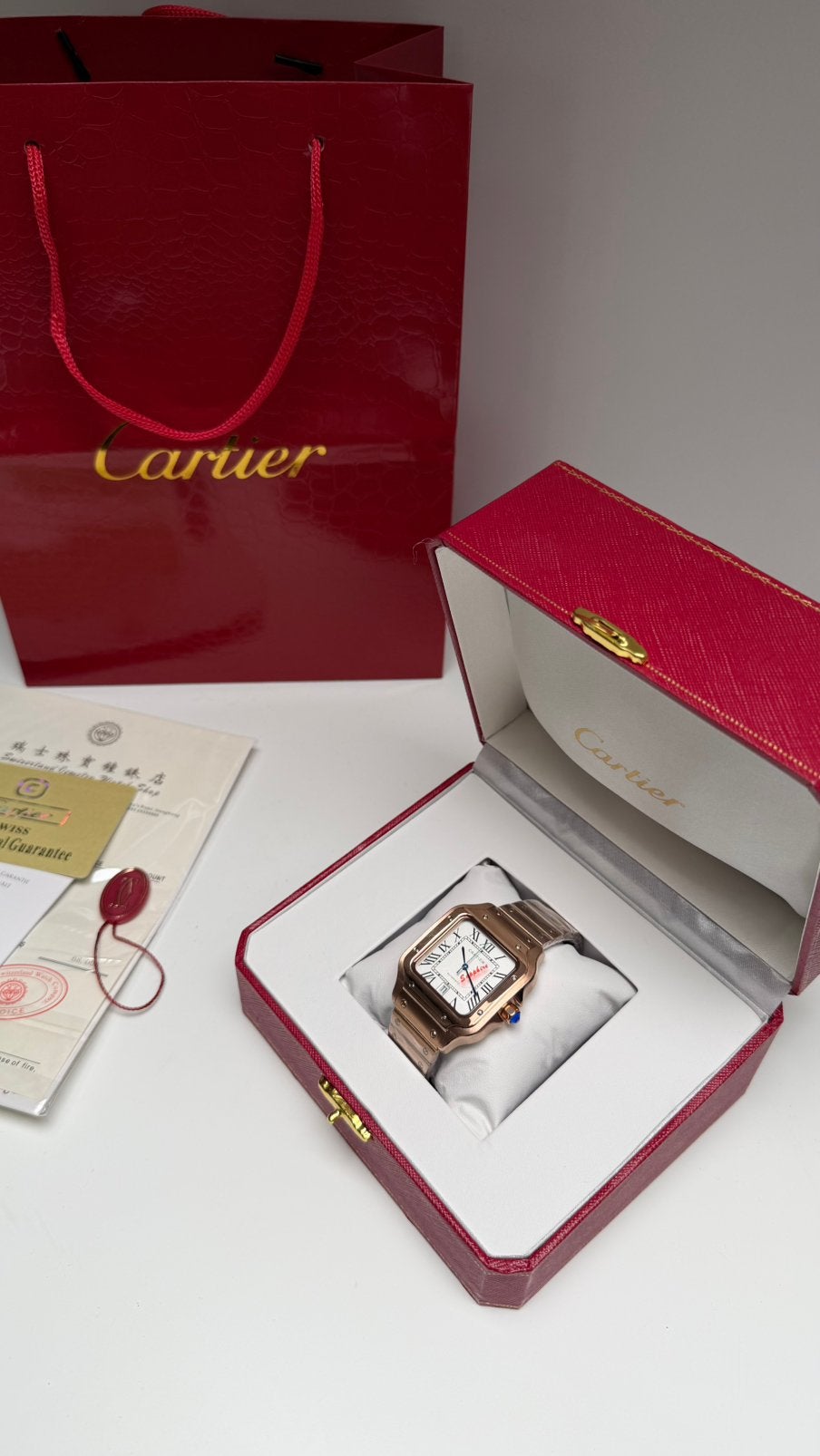 Montre Cartier Santos de Cartier Rose 40 mm, Enlèvement ou Envoi, Étanche, Neuf
