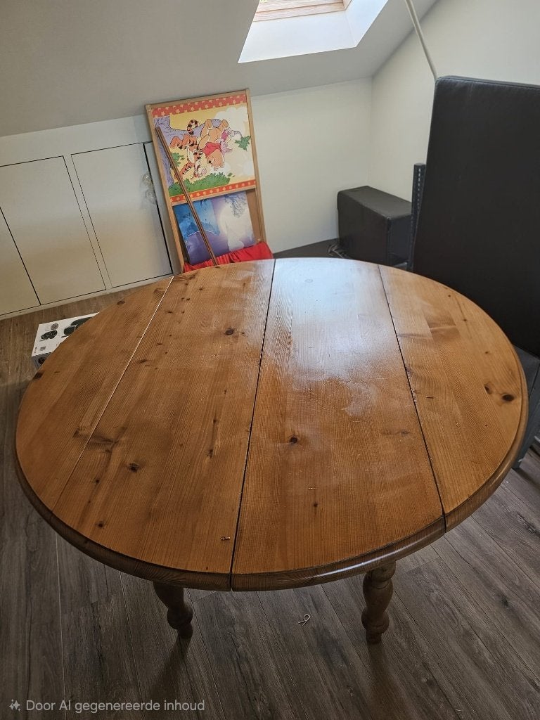 Mooie houten ronde eettafel Ø150 – uitschuifbaar tot 220 cm, Ophalen, Gebruikt, 100 tot 150 cm, Rond