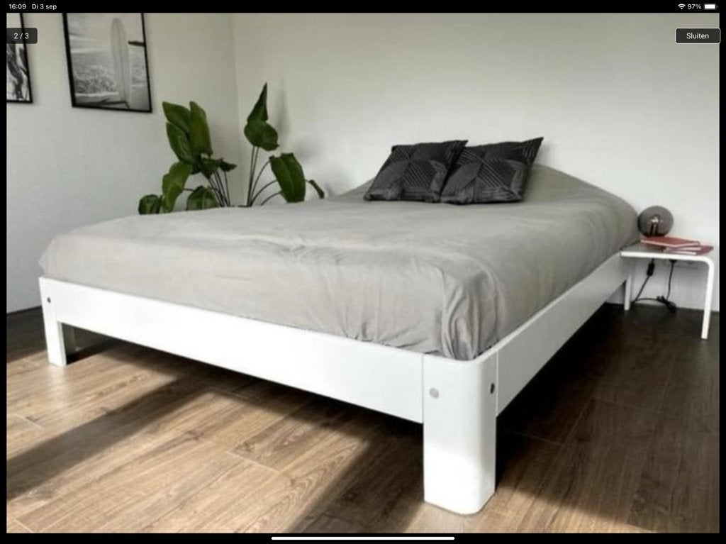 Auping Auronde Blanc en parfait état avec matelas, Comme neuf, Enlèvement, Deux personnes, 160 cm