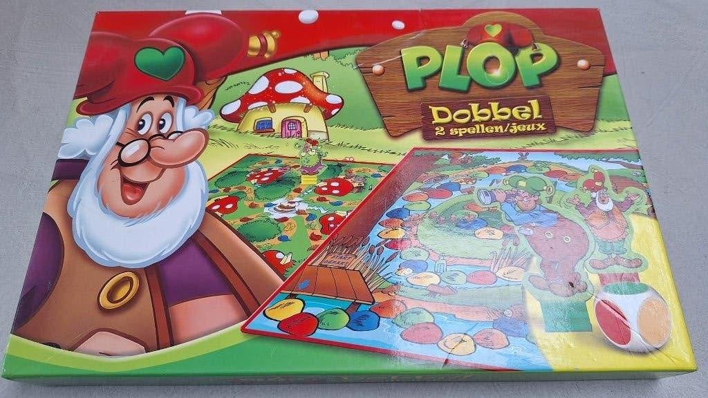 plop DOBBEL: spel 2 in 1: kabouterpad + taartenrace, Vijf spelers of meer, Ophalen of Verzenden, Gebruikt, Studio 100