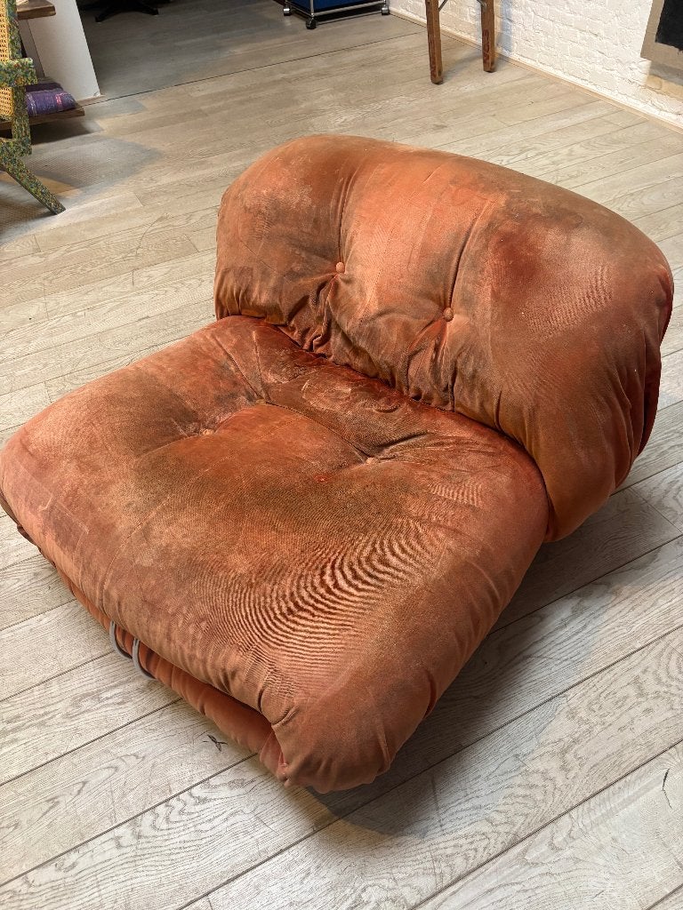 Cassina Soriana Fauteuil – Afra & Tobia Scarp, Huis en Inrichting, Ophalen, Gebruikt, 100 tot 125 cm, Metaal