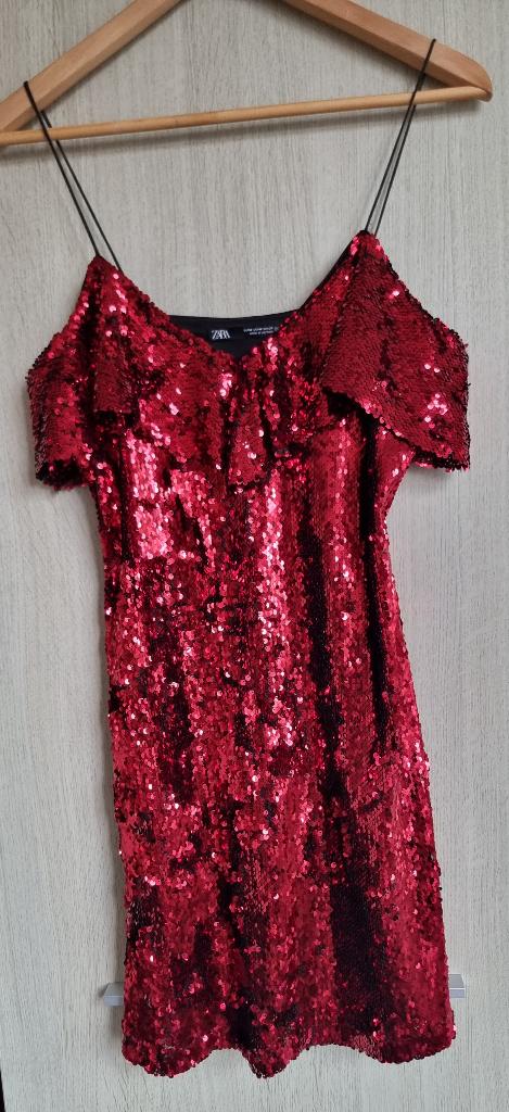 ZARA rood glitterjurkje – maat S – 1x gedragen – pailletten, Kleding | Dames, Jurken, Zara, Ophalen of Verzenden, Zo goed als nieuw