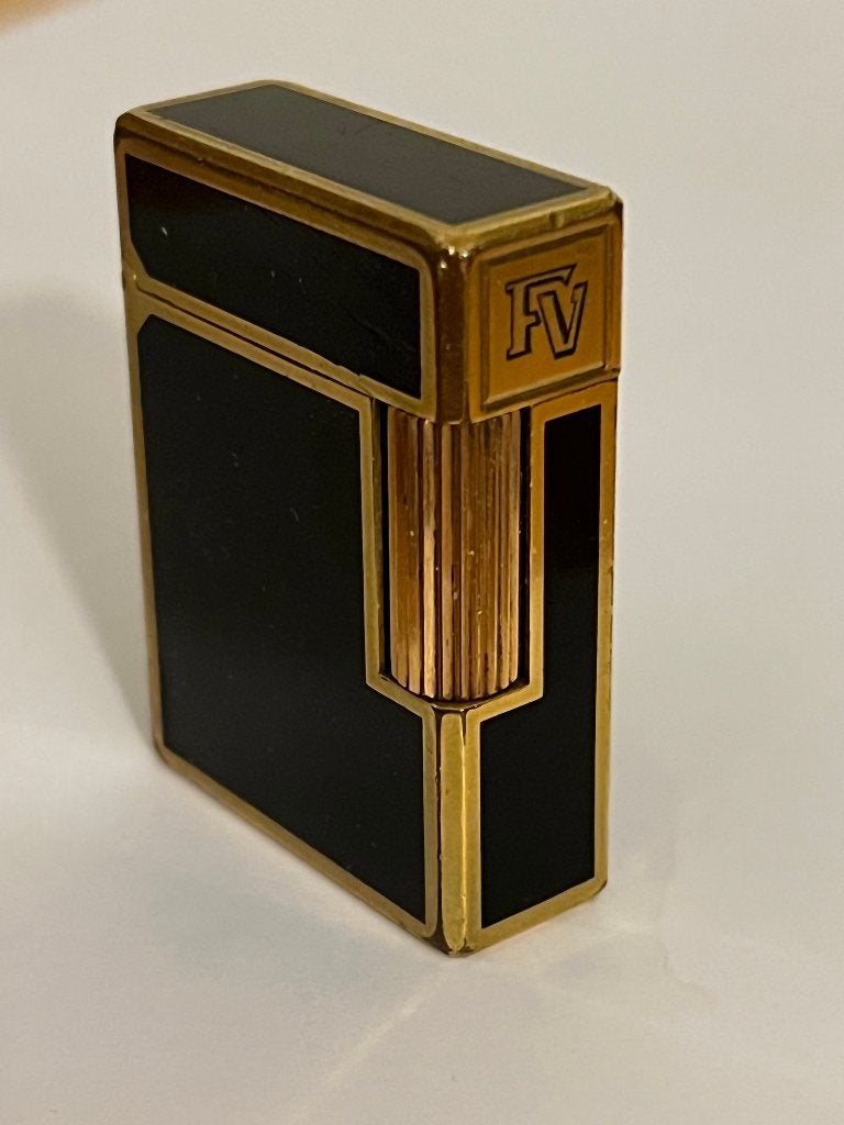 Briquet Dupont Ligne 1 plaqué or & laque de Chine (1970's), Enlèvement ou Envoi, Utilisé, Briquet
