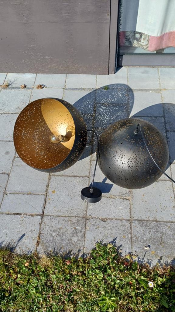 2 Hanglampen  Gemino in zwart en goud, Huis en Inrichting, Ophalen