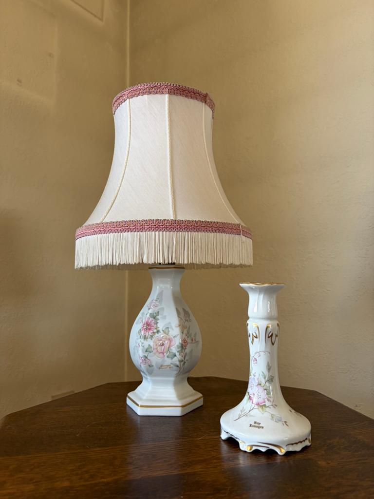 Vintage Limoges tafellamp met porseleinen kandelaar, Ophalen, Vintage, Zo goed als nieuw, Minder dan 50 cm