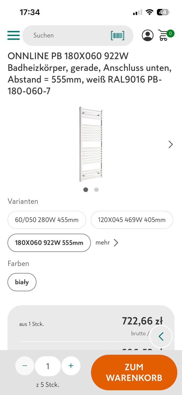 Radiator voor handdoekdroger, Doe-het-zelf en Bouw, Verwarming en Radiatoren, Zo goed als nieuw, Radiator, Ophalen