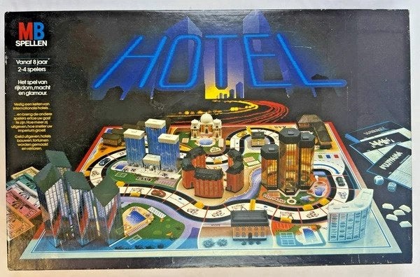 MB Hotel bordspel gezelschapsspel 1986 vintage grote doos, Hobby en Vrije tijd, Een of twee spelers, Verzenden, Zo goed als nieuw