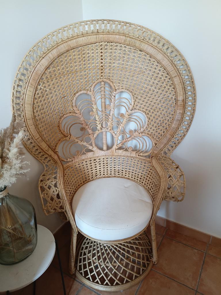 Fauteuil in rotan, Ophalen, Zo goed als nieuw, Boheme, Riet of Rotan