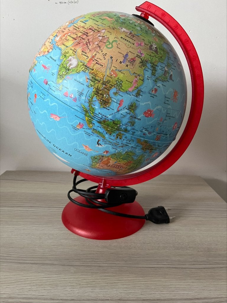 WERELDBOL MET VERLICHTING (35cm), Ophalen of Verzenden, Verlicht, Zo goed als nieuw