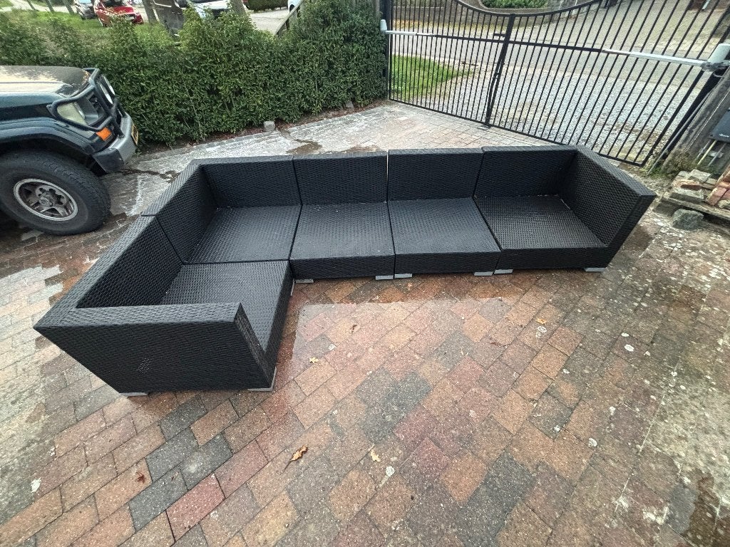 Lounge bank zwart, Tuin en Terras, Ophalen, Kunststof, Gebruikt, Loungeset