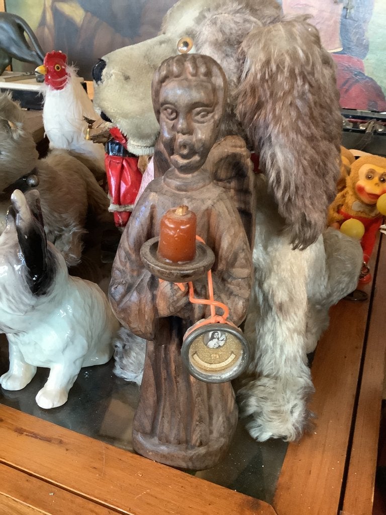 Houten Engel vergezeld van relikwie, Antiek en Kunst, Ophalen