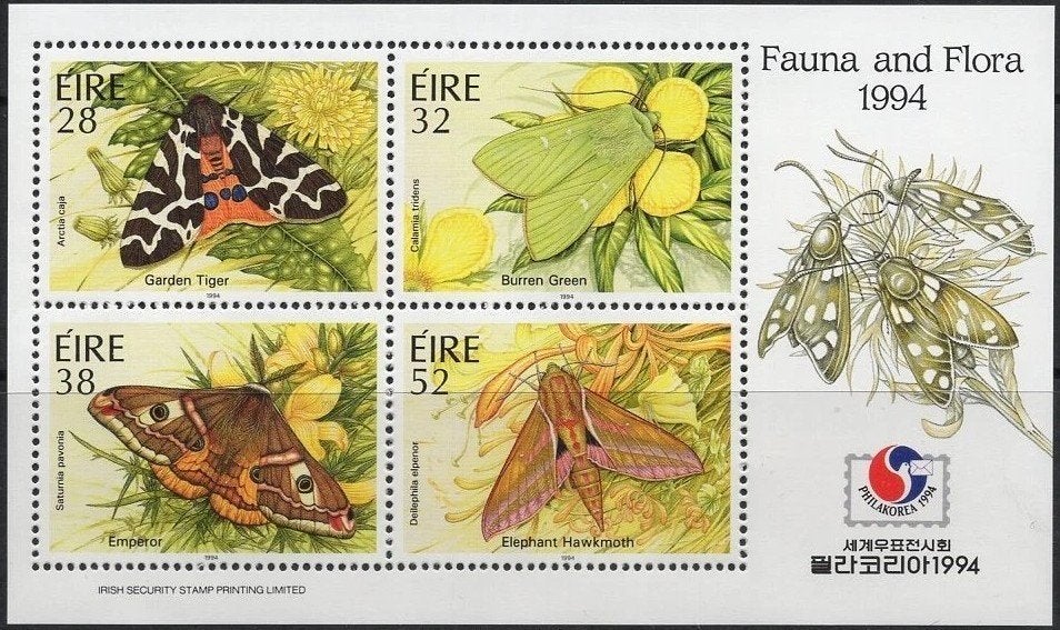 IERLAND 1994 Vlinders & Motten Blokje, met Opdruk, Michel: B, Verzenden, Postfris, Dier of Natuur