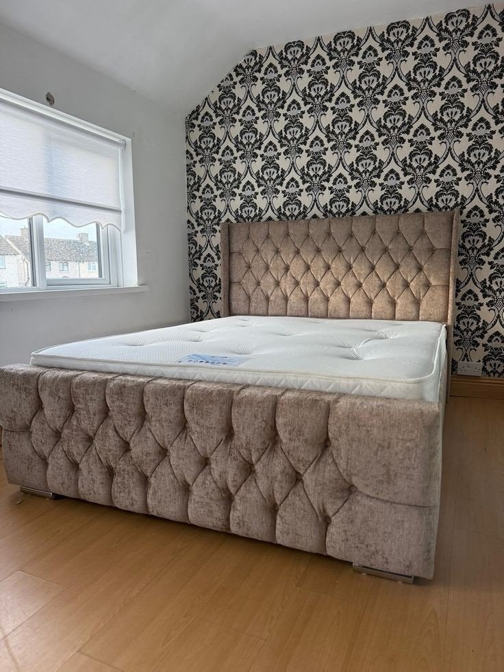 €480 Sleigh Hilton Bed 140x200, Verzenden, Crème