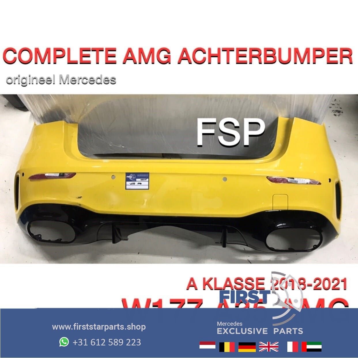 W177 A35 AMG ACHTERBUMPER Mercedes A Klasse 35 GEEL 2018-202, Arrière, Utilisé, -, -