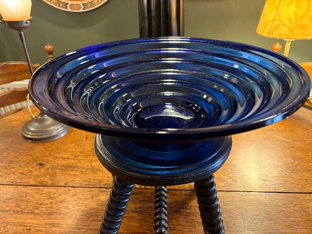 Prachtige Grote Kobalt Blauwe Art-Deco Blenko Schaal., Ophalen of Verzenden