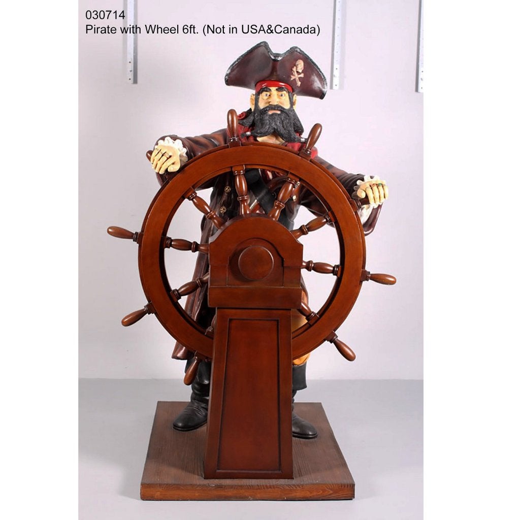 Pirate with Steering Wheel – Piraat beeld Hoogte 199 cm, Ophalen, Nieuw
