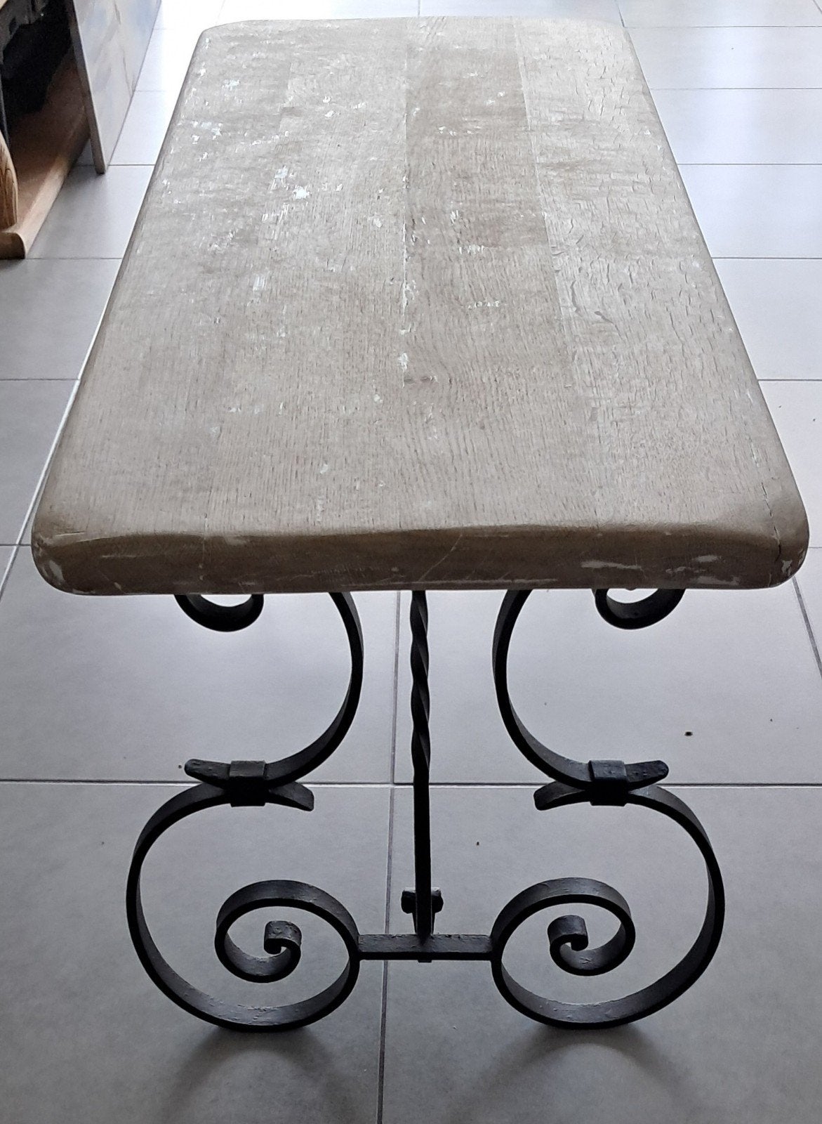 Eiken salontafel met smeedwerk zeer mooi, Ophalen of Verzenden