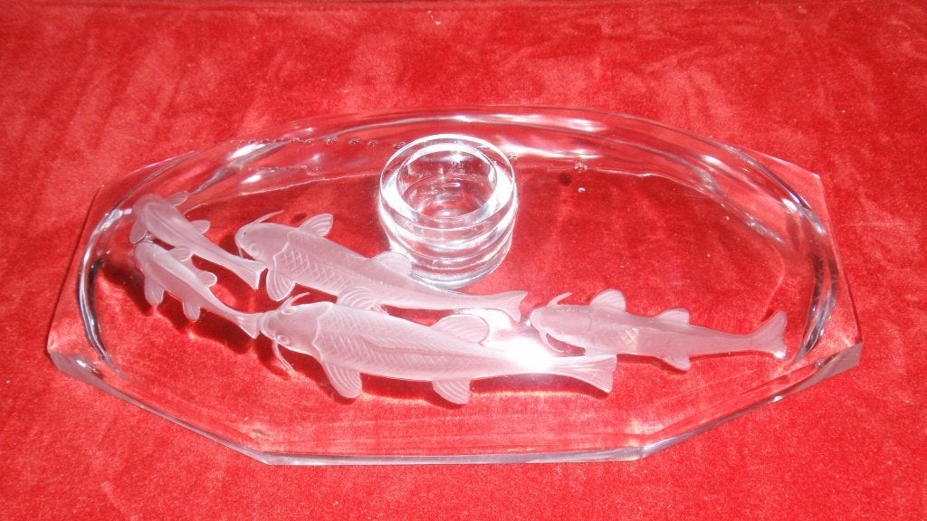 Kristal Art Deco sculptuur vissen George Dunaime Baccarat, Ophalen of Verzenden