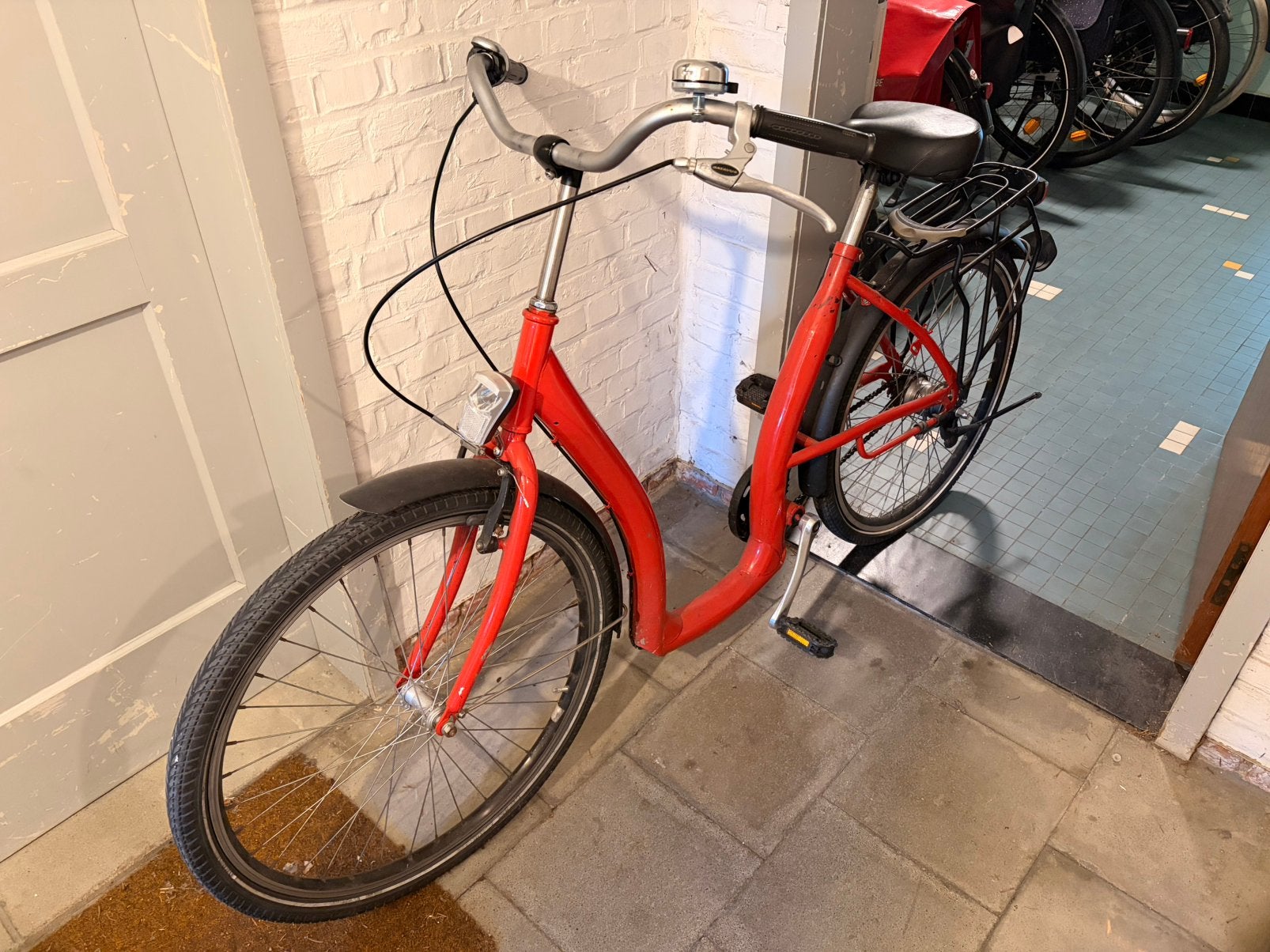 Stadsfiets dames, Fietsen en Brommers, Ophalen, Gebruikt, Terugtraprem, Handrem