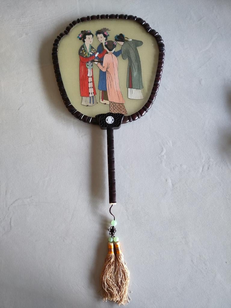 Éventail chinois en verre brodé, Antiquités & Art, Curiosités & Brocante, Enlèvement