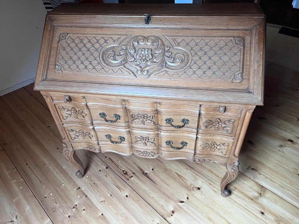 Scribban / sécrétaire en bois, Enlèvement, Comme neuf, Secrétaire / scriban de style Louis XV – rustique / néo-régence