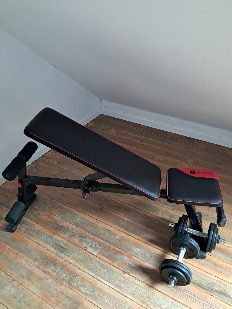 Fitnessbank + gewichten (enkel ophalen), Sport en Fitness, Ophalen, Zo goed als nieuw, Fitnessbank