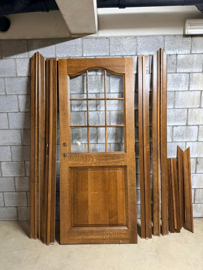 Porte intérieure en chêne massif avec verre, Bricolage & Construction, Enlèvement, Comme neuf, Verre, Porte intérieure