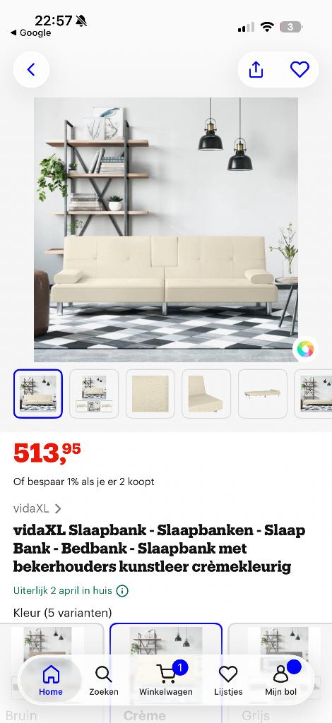 Zetel met slaap optie, Ophalen, Zo goed als nieuw, Crème