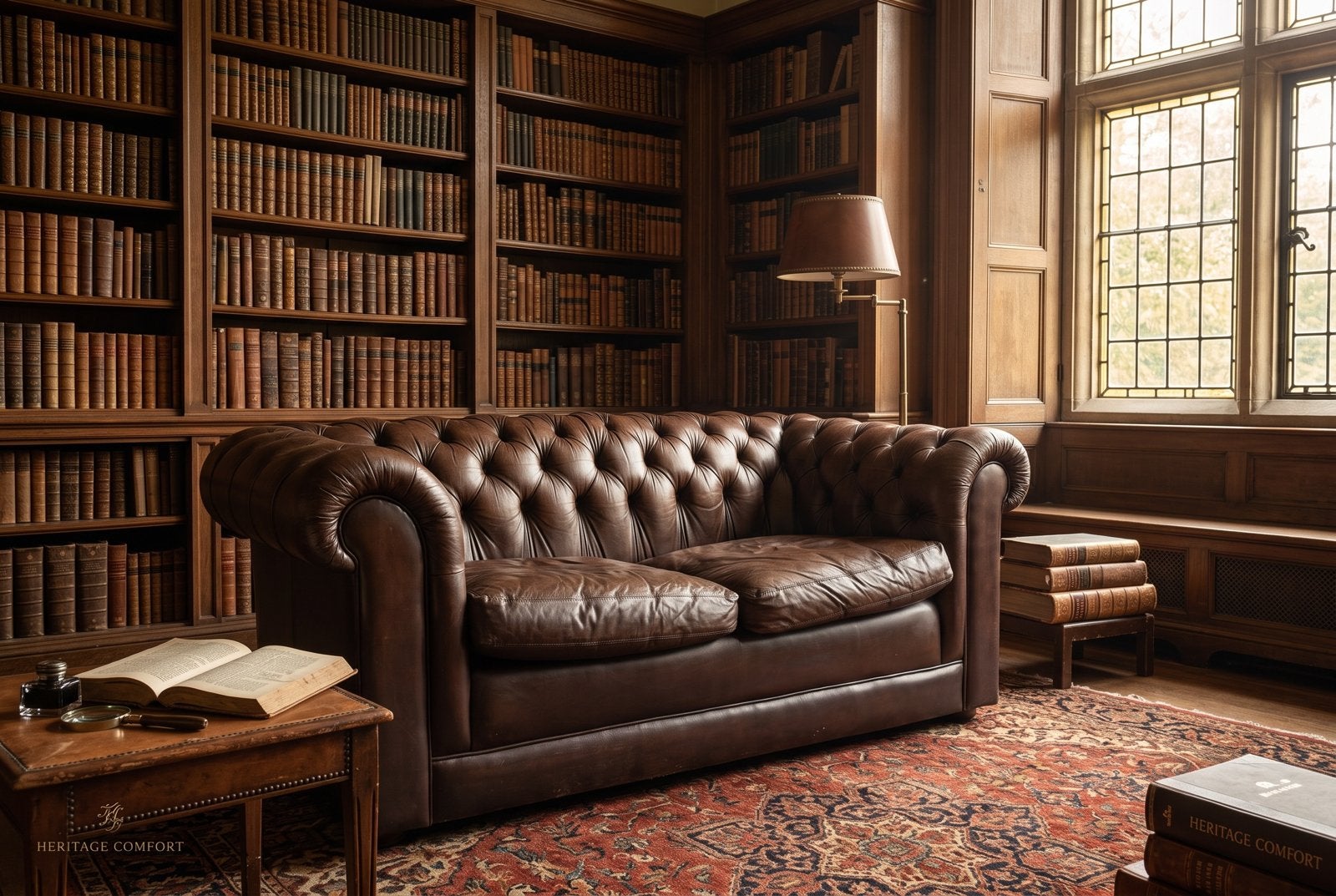 Vintage chocoladebruine lederen chesterfield/ zetel / canapé, Ophalen