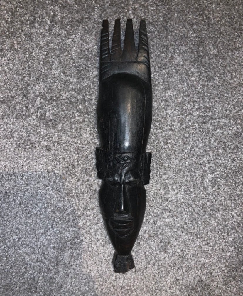 Masque et peigne africain, Antiquités & Art, Afrique, Bois, Fait main, Masque