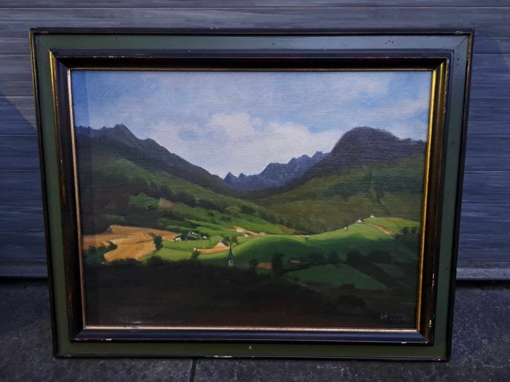 huile sur panneau paysage ardenais signe antoon luyckx, Antiek en Kunst, Ophalen of Verzenden, Tekening, Landschap, Paneel