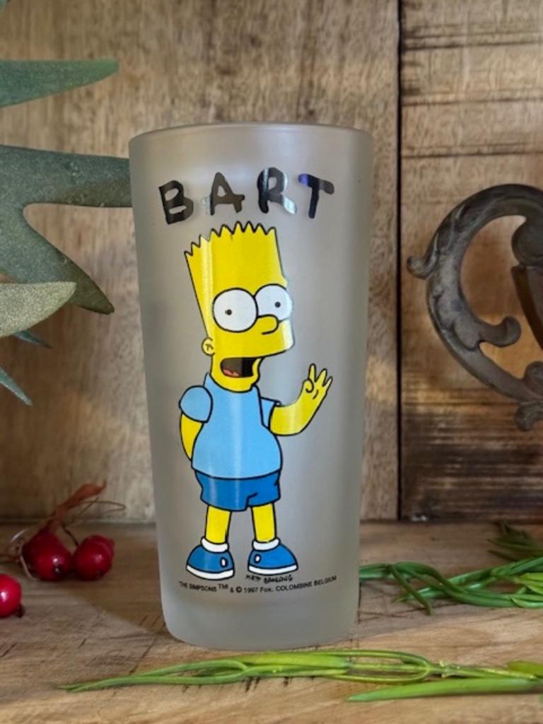 Bart SIMPSON - Verre à boire « givré » 15,5 cm daté 1996 (ne, Collections, Enlèvement ou Envoi, Neuf, Verre à eau