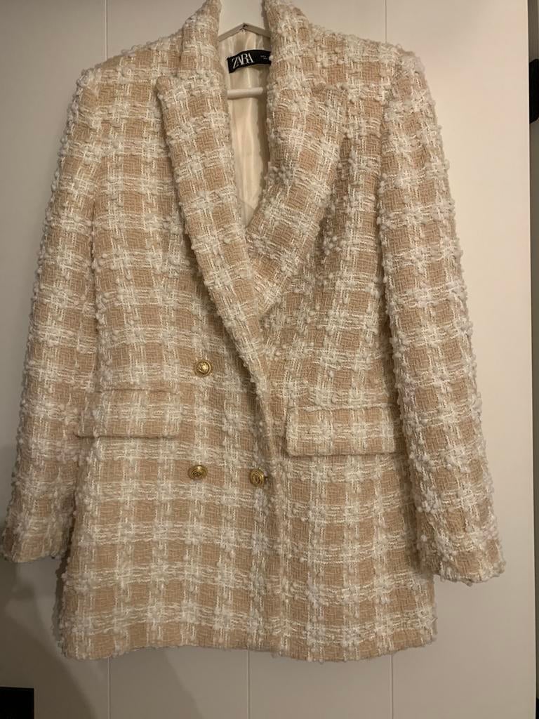 Beige/ecru bouclé vest zara small, Kleding | Dames, Ophalen of Verzenden, Zo goed als nieuw, Beige