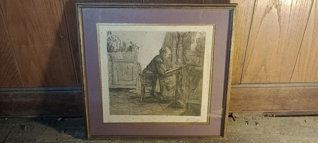 Ets gesigneerd Westrauffer en genummerd 40x27, n276, Ophalen of Verzenden, Gravure