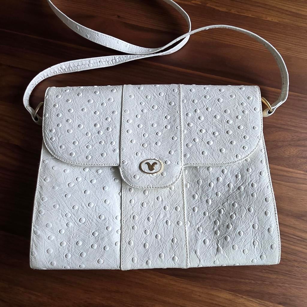 Sac à main vintage en cuir d'autruche Vicosta, Enlèvement ou Envoi, Sac à main