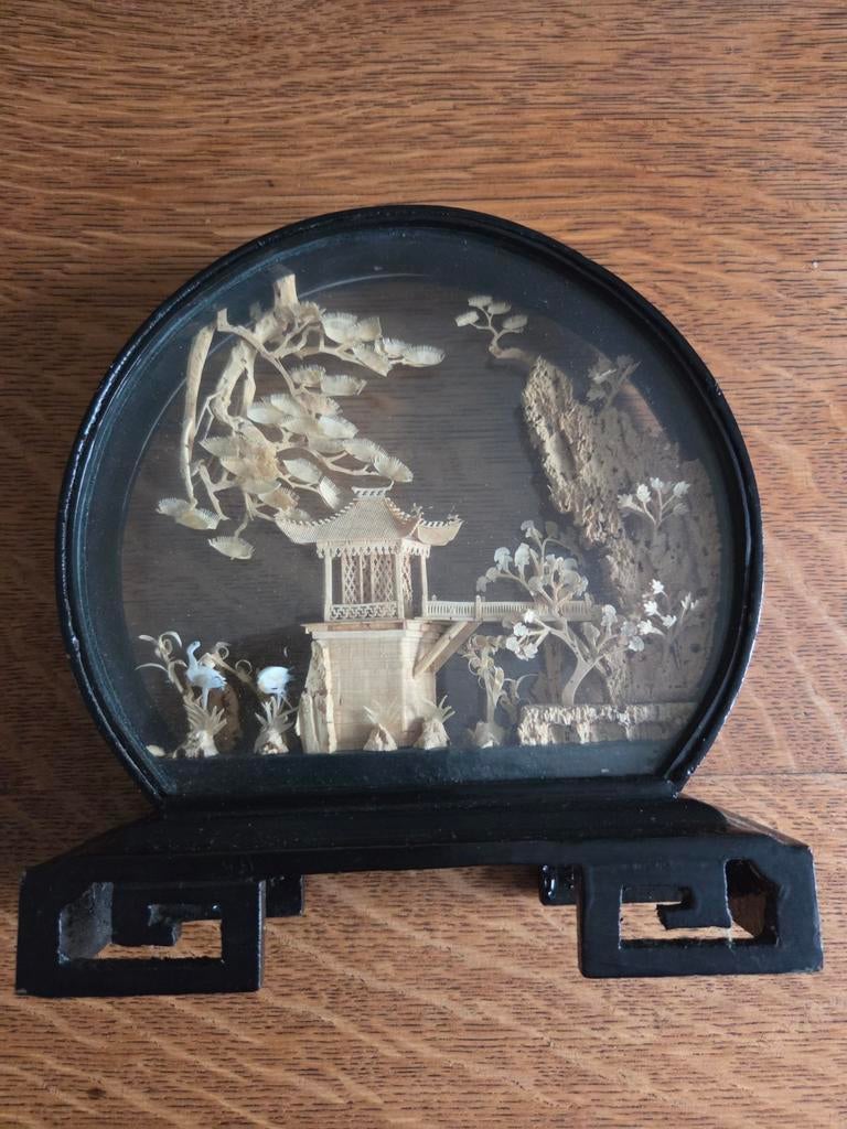 Schitterend Chinees kurkenhouten diorama uit de jaren 60, Antiek en Kunst, Ophalen of Verzenden