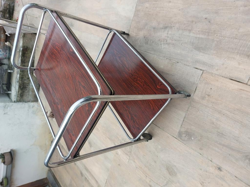 Superbe table d'appoint ou desserte vintage sur roulettes, Enlèvement, Comme neuf