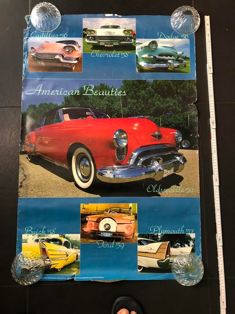 Poster American Beauties retro cars, Ophalen of Verzenden, Gebruikt