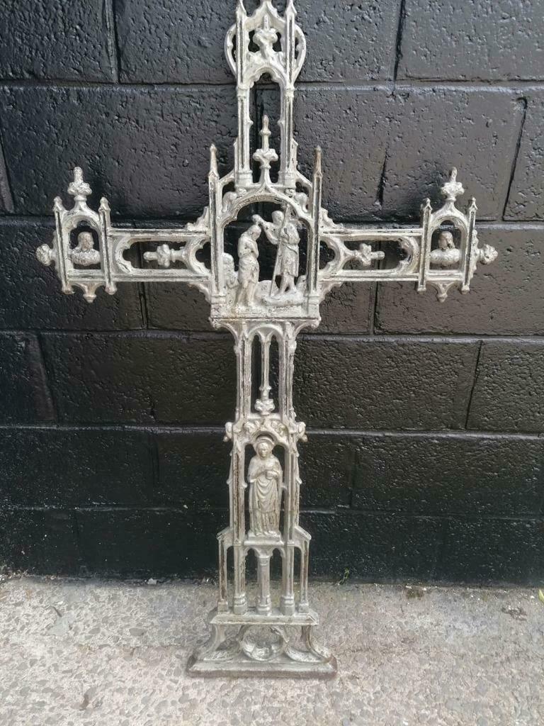 Te koop rouwkruis in gietijzer, Antiek en Kunst, Antiek | Religieuze voorwerpen, Ophalen of Verzenden