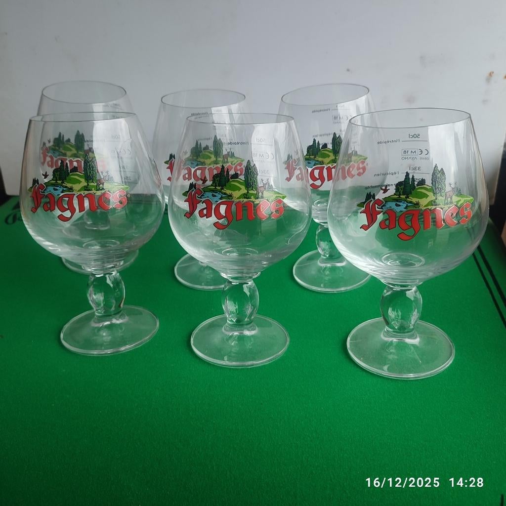 6 verres à bière SUPER DES FAGNES ., Enlèvement, Comme neuf, Verre ou Verres, Autres marques