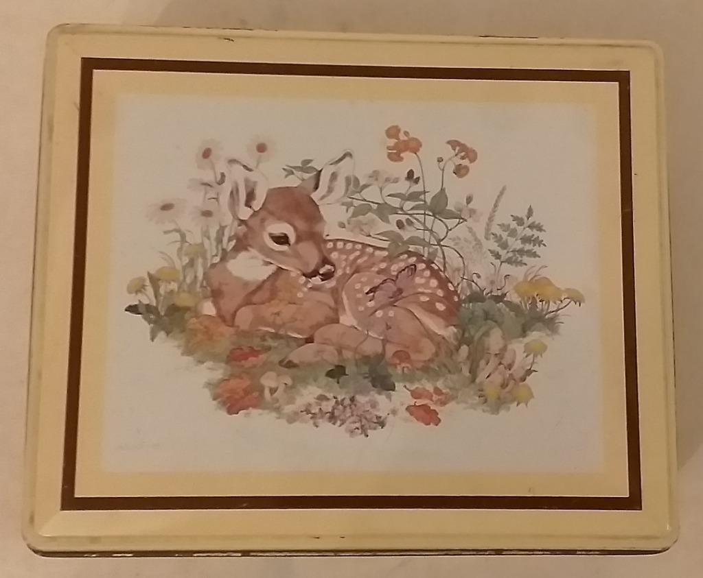 Boîte en tôle vintage - daim - 1980, Enlèvement ou Envoi