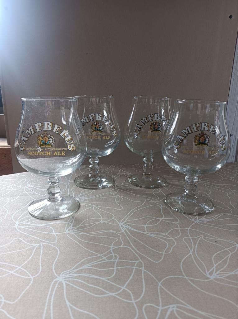 4 Campbell's bierglazen, Collections, Marques de bière, Enlèvement, Comme neuf