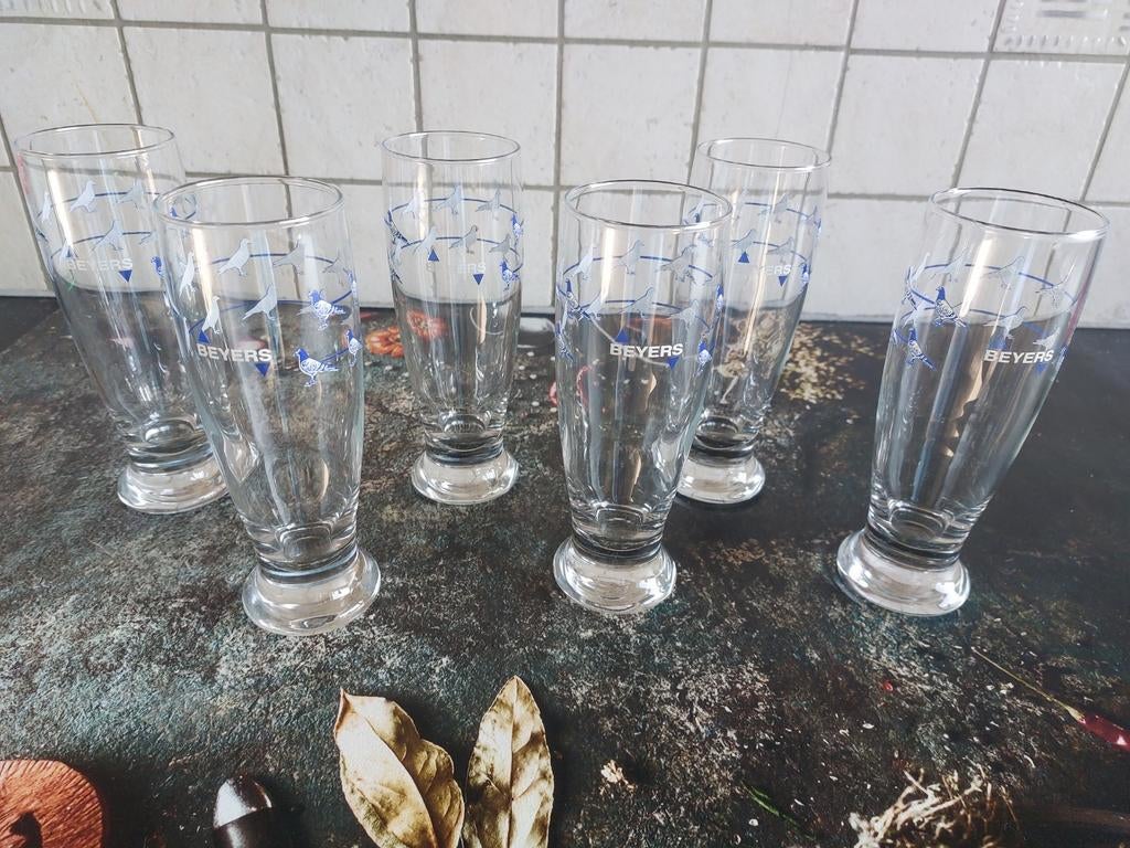 Beyers duivenvoer drink glazen, Verzamelen, Ophalen of Verzenden, Zo goed als nieuw, Bierglas