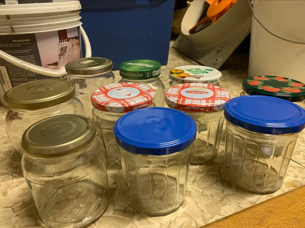 10 confituur potten, Ophalen of Verzenden, Gebruikt