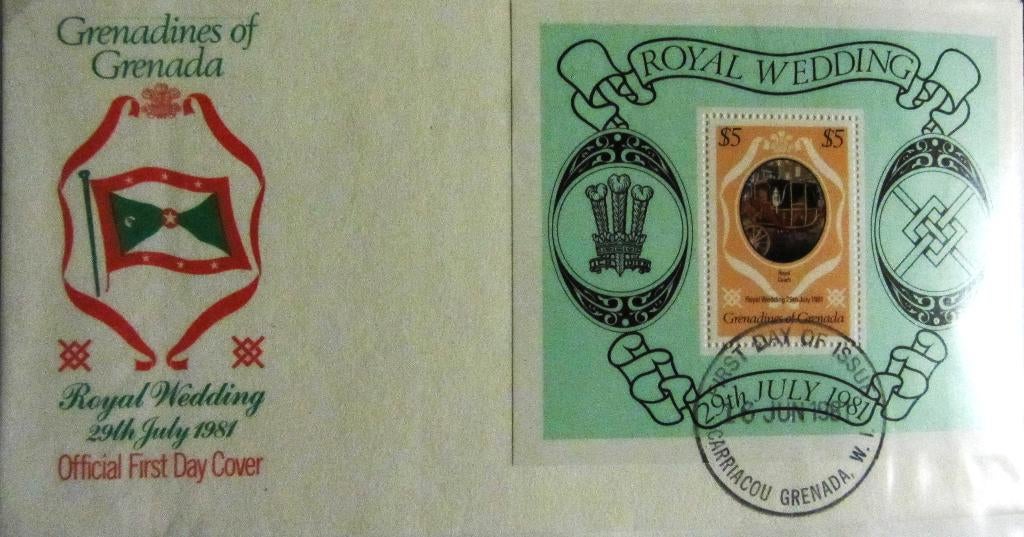 FDC HUWELIJK PRINS CHARLES MET LADY DIANA- GRENADA, Enlèvement ou Envoi, Affranchi, Dynastie
