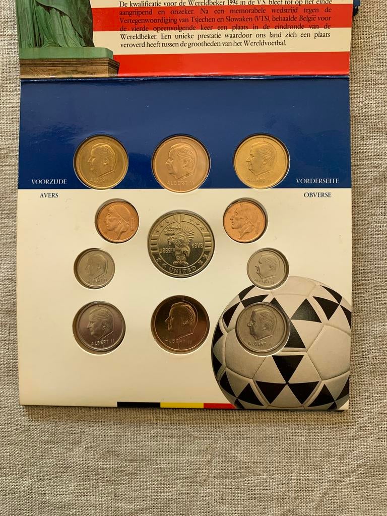 FIFA USA 1994 Munt set Belgie, Postzegels en Munten, Ophalen of Verzenden